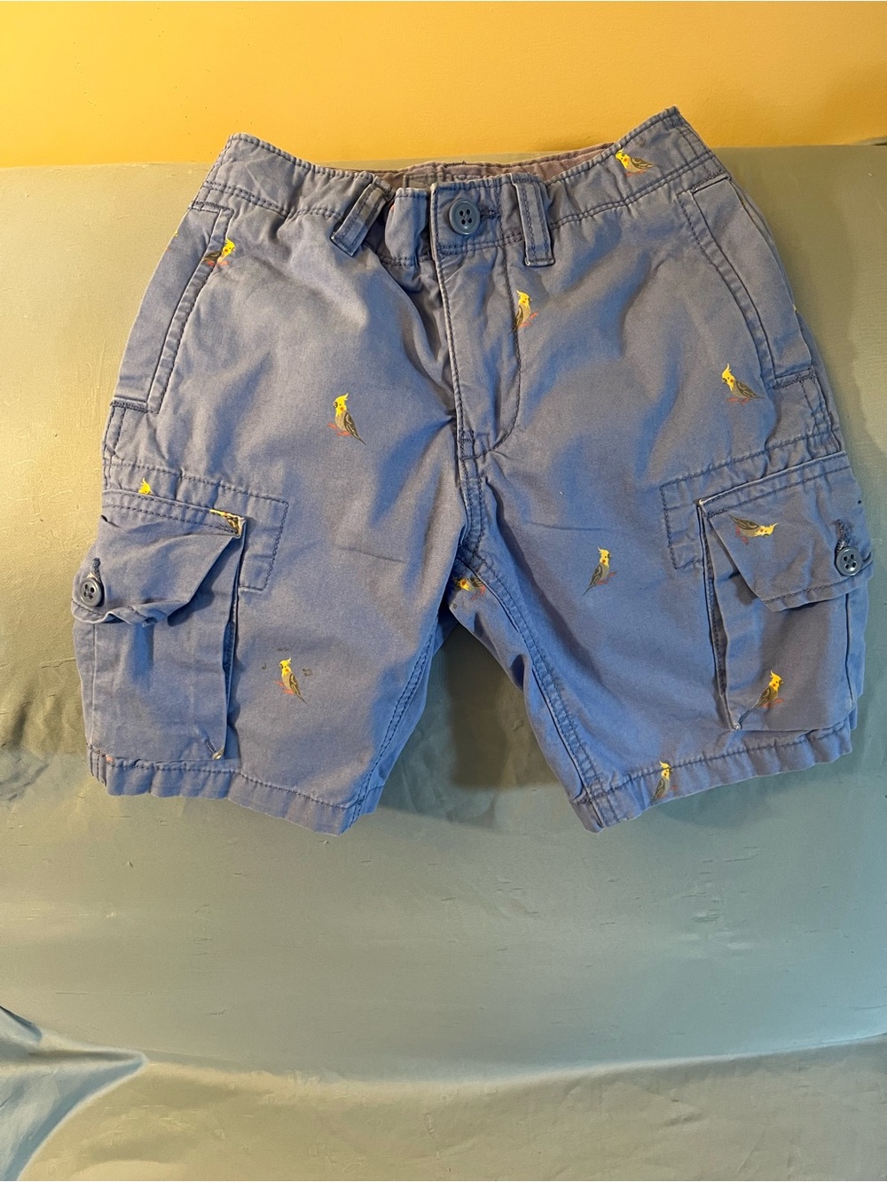 GAP Blue Cargo Shorts with Yellow Bird Motif